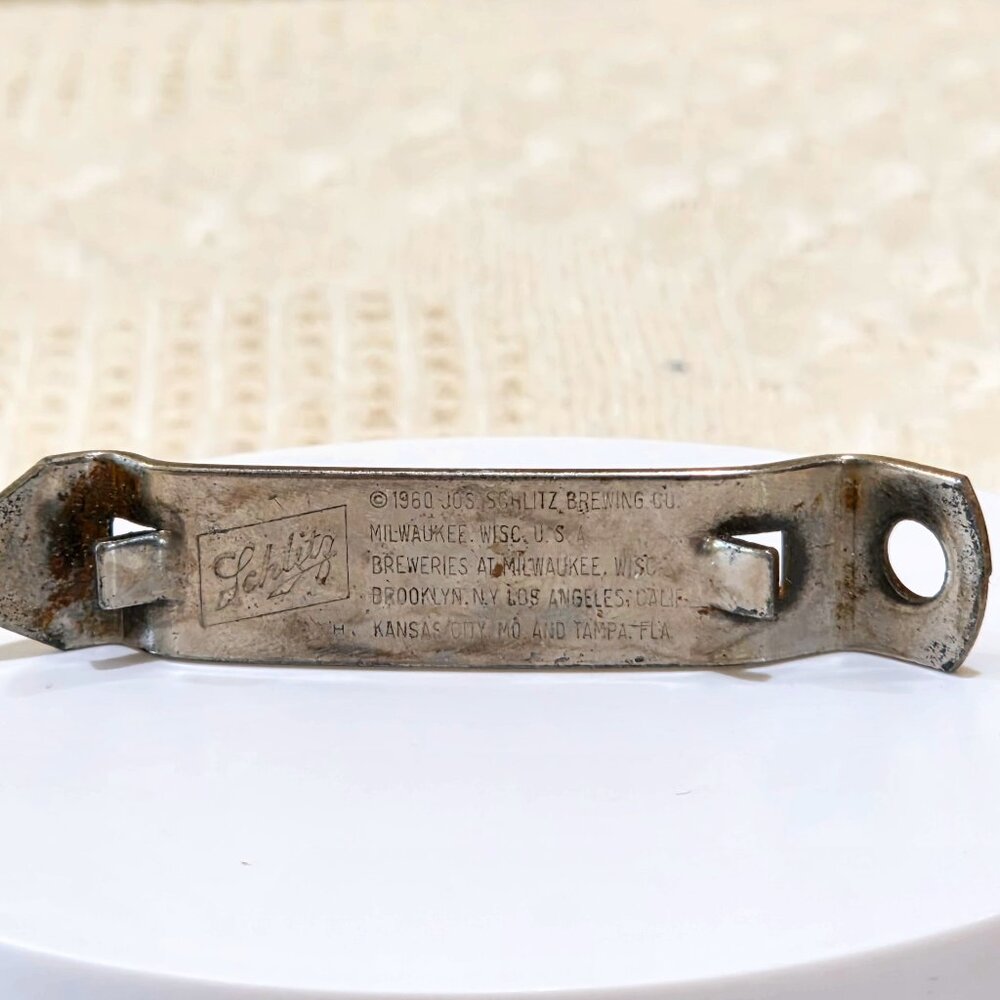 Dated 1960 JOS Schlitz Milwaukee Brewing Company Metal Bottle Opener